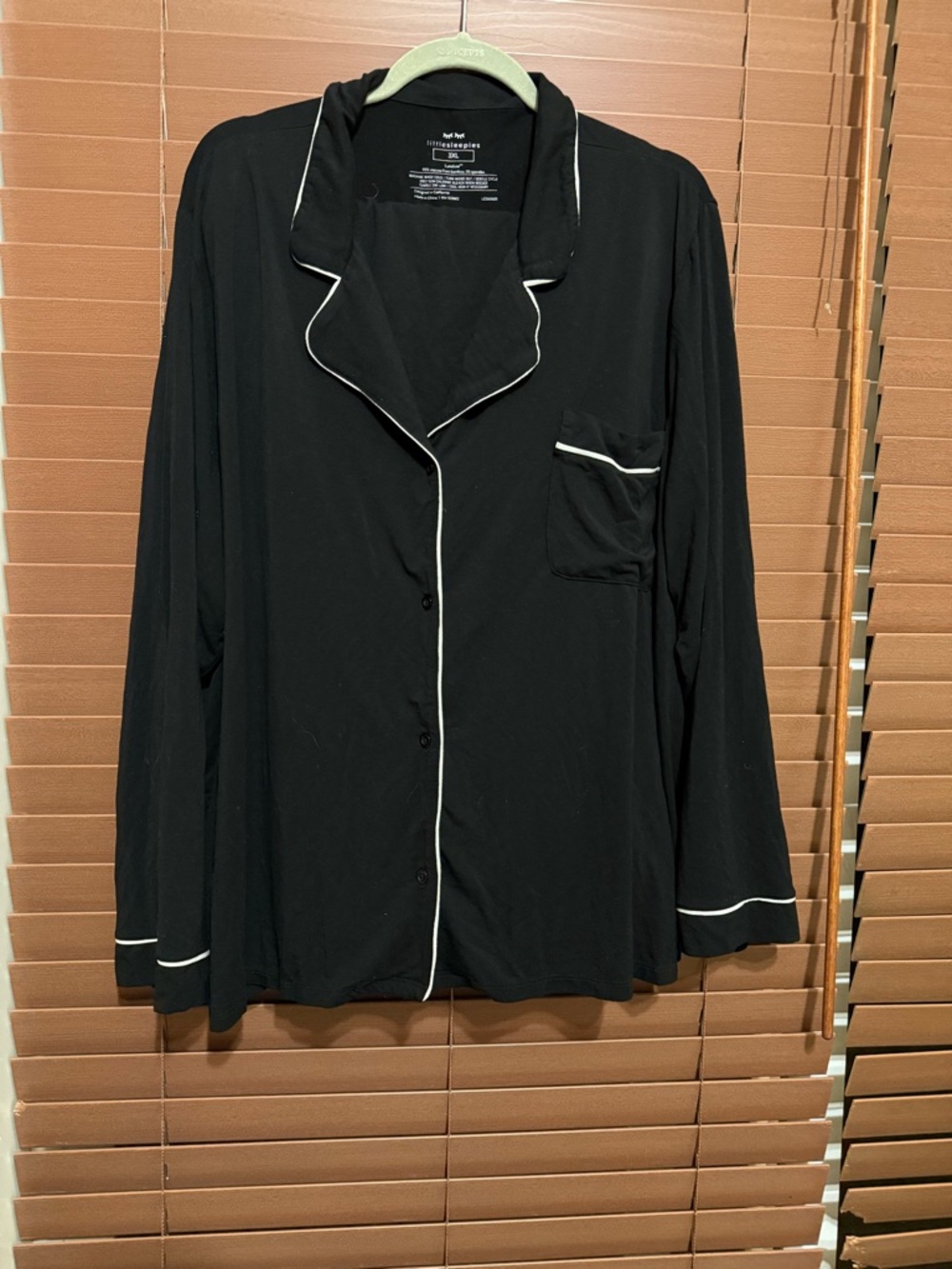Little Sleepies Black Pajama Set with White Piping in 3XL